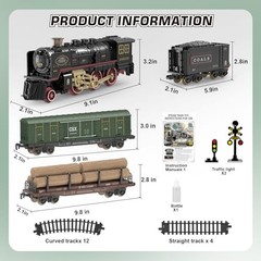 Electric Train Set for Kids, Train Toy with Smoke, Lights and Sound, Classic