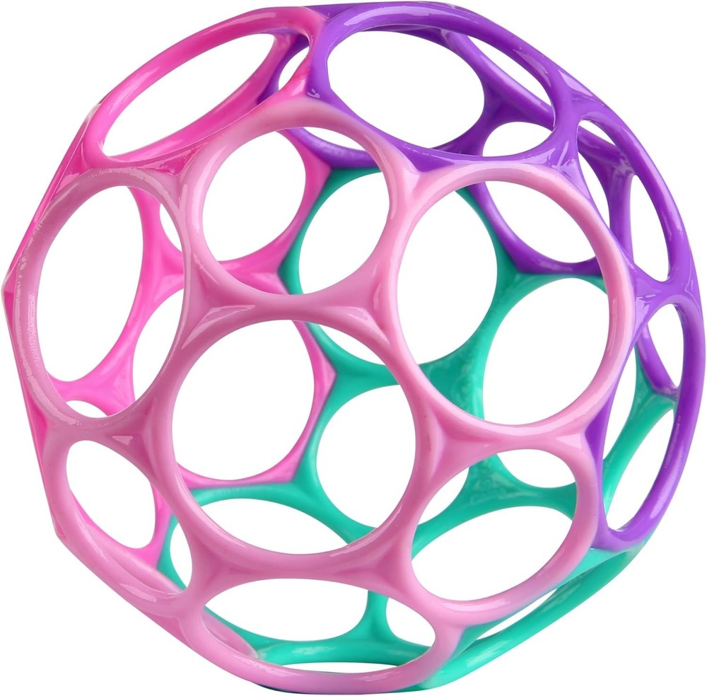 Bright Starts Oball Easy Grasp Classic Ball Infant Toy in Pink/Purple, Age Newbo