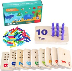 Wooden Counting Numbers Peg Board for , Montessori Math Toy for Toddlers, Mat…
