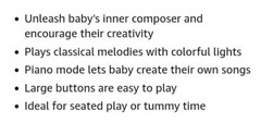 Baby EINSTEIN Pop & Glow Piano Musical Light Up Baby Toy Popping Sea Life 2 Mode