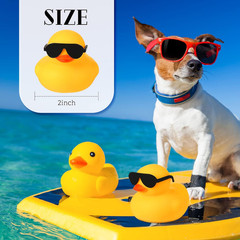 Chivao 12 Pcs Rubber Ducks with 12 Sunglasses/ Hats/ Headwear Small Mini Carniva