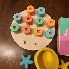 LOVEVERY Wooden Stacking Pegboard Toy Chunky Puzzle Felt Stars Lot