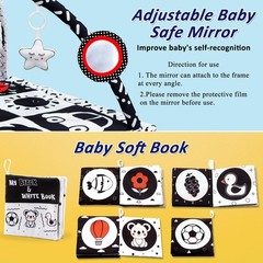Poycuna Black and White Baby Gym Play Mat with 6 35×35 inch,