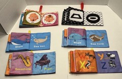 Soft Cloth Baby Books Lot of 6 Shapes Sea Life Letters Expressions Instruments