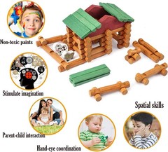 Creative 170-Piece Wooden Log Building Blocks for Imaginative Play – Safe & Fun!