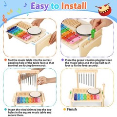 Kids Drum Set,Baby Musical Instrument for Toddler,Wooden Xylophone for Toddlers