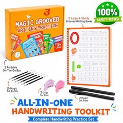 8pc Magic Grooved Handwriting Practice Books Reusable Kids Tracing Workbook Set