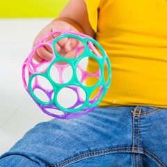 Bright Starts Oball Easy Grasp Classic Ball Infant Toy in Pink/Purple, Age Newbo