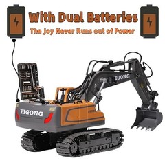 RC with Lights and Sound, Construction Vehicles Toys,11-Channel Excavator