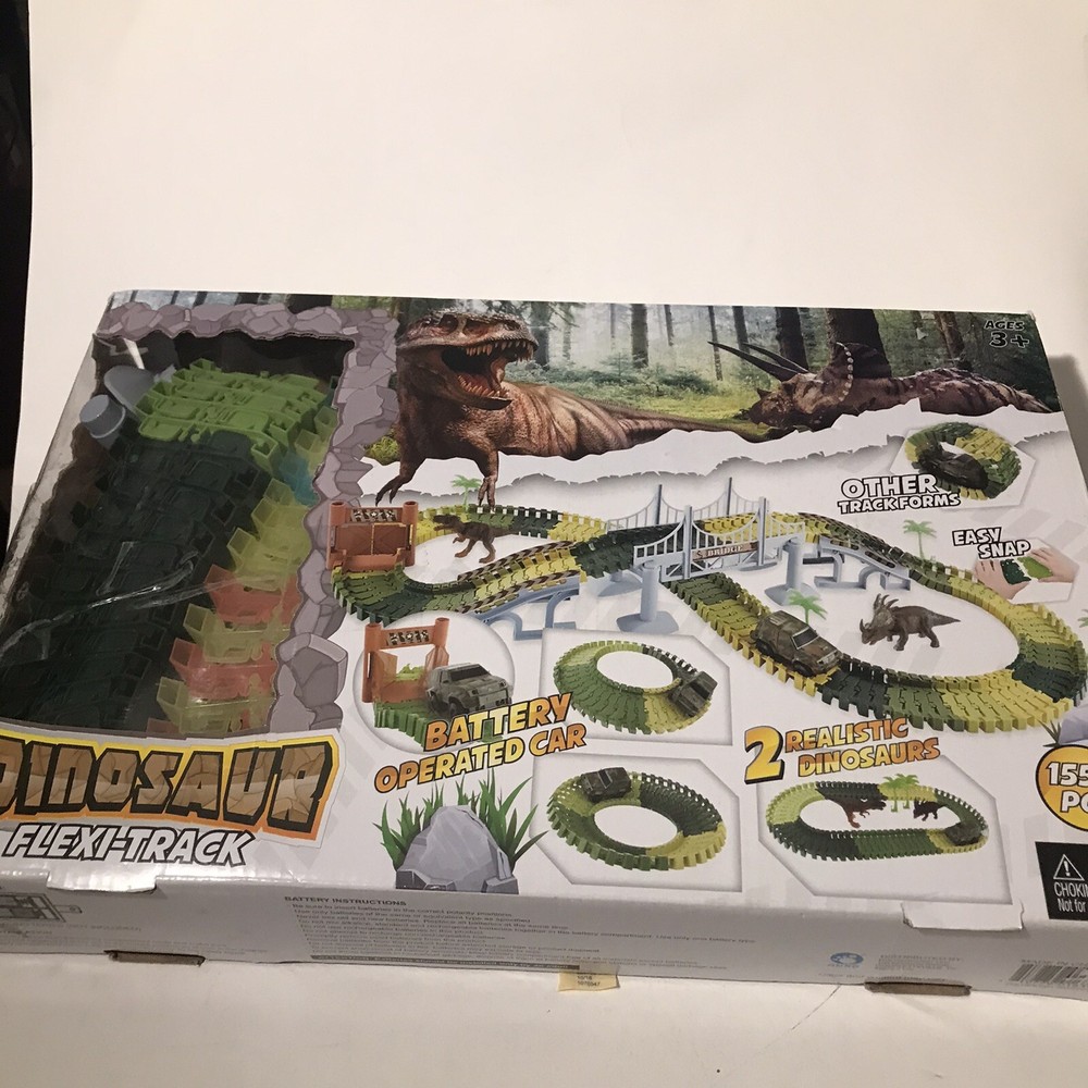 Dinosaur Flexi-Track Jurassic Toy Flexible Tracks Set Flex Park Racing No Cars