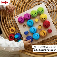 HABA Rainbow Whirls Wooden Sorting Stacking Rings Shape Sorter, Educational …