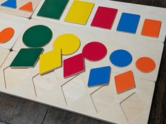 Wooden Shapes & Sizes Montessori Puzzle Sorting Math Preschool Learning