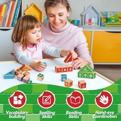 CVC Wooden Alphabet Letter Blocks – Phonics Games for Learning to Read & Spel…