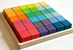 Wooden Mosaic Cubes with Tray Montessori Building Blocks Educational Toy Kids