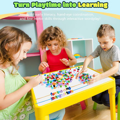 278 Pcs Lacing Letters Beads, Lowercase Alphabet Learning Toys, 10 Color Rainbow