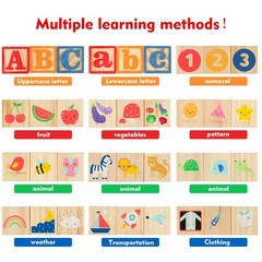 Wooden ABC Toy Building Blocks for Toddlers 1-3 36 PCS Wood Alphabet Number B…