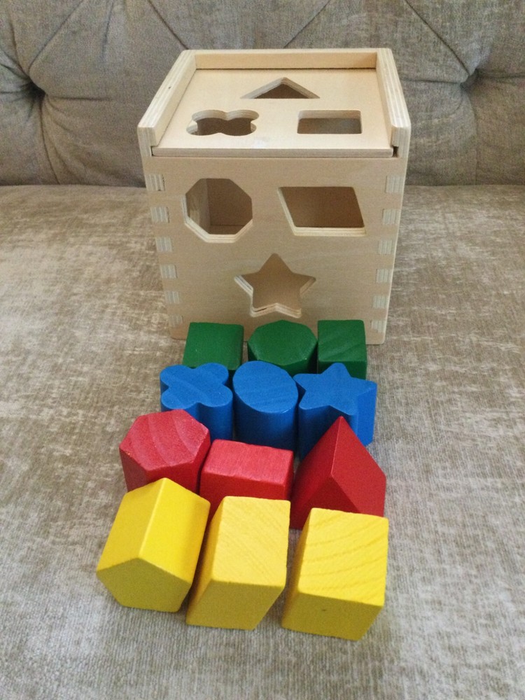 🌺MELISSA & DOUG Shape Sorting Cube 12 Colorful Blocks Activity Toy EXCELLENT 🌺