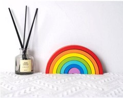 Wooden Rainbow Stacking Toy, Wood Rainbow Stacker Arch Game, Montessori Arch Br