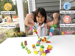 Montessori Wooden Threading Beads – Safe Farm Animal & Fruit Lacing Toy for Kids