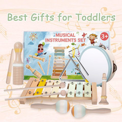 Baby Musical Instruments-Montessori Wooden Toys for Toddlers,Neutral Colors