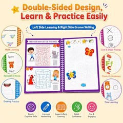 8pc Magic Grooved Handwriting Practice Books Reusable Kids Tracing Workbook Set