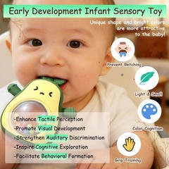 Baby Rattle Teething Toys Silicone Avocado Mitten Sensory Green