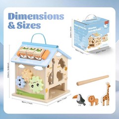 Wooden Activity Cube 8-in-1 Baby Activity Center Montessori Toys for 1 Year Old