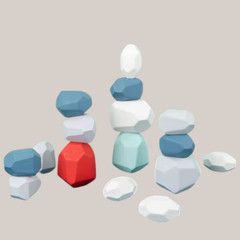Wooden Sorting Stacking Rocks Sensory Learning Toys for Kids 21pcs C