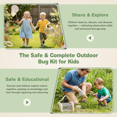 Wooden Kids Bug Catching Kit, 11 Pcs Outdoor Toys for Kids Ages 4-8 | STEM Educ