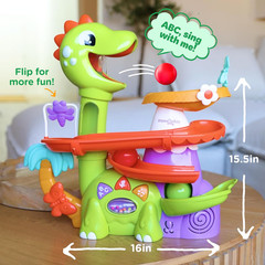 Move2Play, Air-Powered Dinosaur Ball Popper | 30+ Songs, Sayings, & Lights | Bab