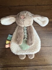 Itzy Ritzy Billie the Bunny Lovey Plush Teether Toy Tan Green Crinkle Baby