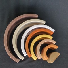 Ningbo Bridge Rainbow 8 pc Stacker Toy, Neutral Earth Tones Silicone, Toddler