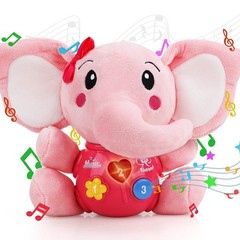 Musical Toys Gift for Baby Newborn 0-6 Month Infant – Plush Elephant Pink