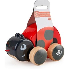 Pull Along Ladybug Toy Encourages Crawling Walking Cheerful Design Sturdy Wheels