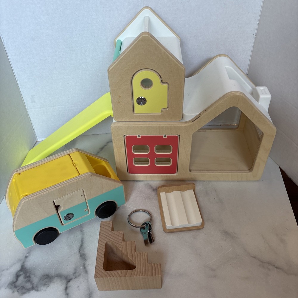 Lovevery Wood Stackable Modular House Dollhouse With Key Camper Bed Slide Lot