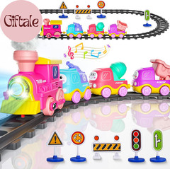 Steam Track Train Set for Toddlers, Magnetic Connection Train Toys W/Lights & So