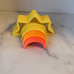 Dëna Neon Sunshine Stacker Flexible Silicone 4 Pieces Montessori
