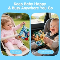 Soft Cloth Crinkle Books for Babies 0-12 Months – Sensory Touch & Feel Toys, 2-P