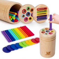 Wooden Learning Color Sorting Toys for Toddlers Sensory Sorting Coin Box Toys…