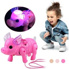 New Pink Color Electric Walking Pig Toy With Light Musical Kids Funny