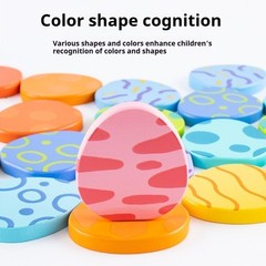 10 Pcs Wooden Puzzles for Kids Ages 1-3, Colored Dinosaur and Egg Pairing Toys`