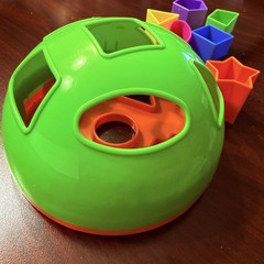 Vintage Fun Time Toy Green Orange Shape Sorter Baby Toddler Toy