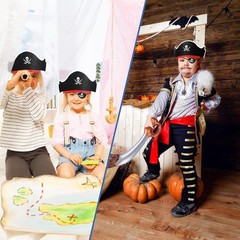 Pirate Costume Kit 18pc Adjustable Kids Adults Halloween Birthday Party Supplies