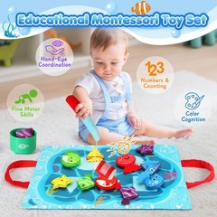 Montessori Fishing Toy 17 in 1 with Stacking Cups Color Sorting Baby Toy Gifts