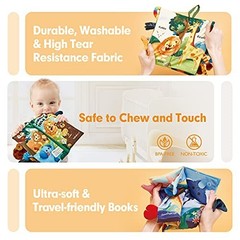 Soft Cloth Crinkle Books for Babies 0-12 Months – Sensory Tummy Time Toys 2-Pack