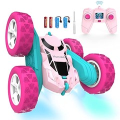 Remote Control Car for Girls, 360° Flipping Stunt Standard (Headlights) Pink