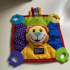 Nuby Plush Lion Teething Lovey Multi-Color Squeak Crinkle Teether Toy 8.5″ Sq
