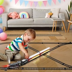 Train Set for Boys, Alloy Remote Control Train Sets with Steam Black