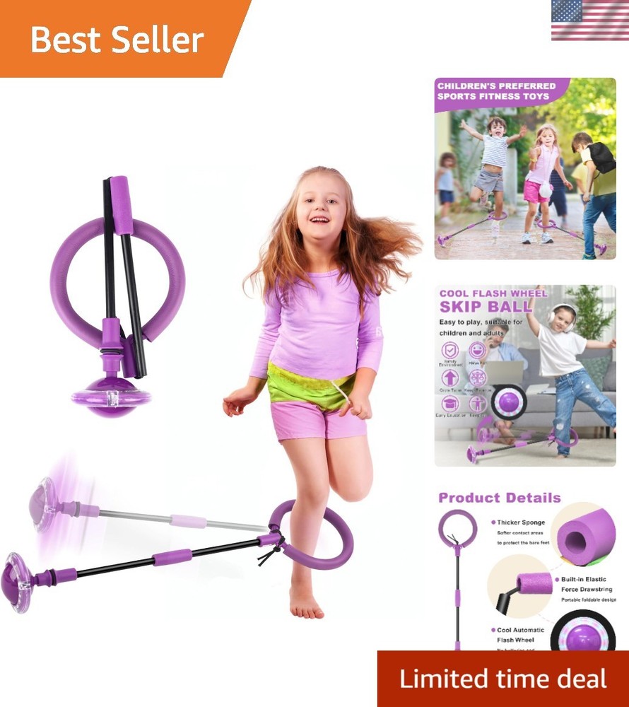 Skip Ball for Kids, Portable Foldable Colorful Flash Wheel Swing Ball Sports …