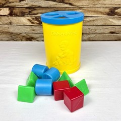 Vintage 1977 Fisher Price Baby’s First Blocks Shape Sorter Bucket With 9 Shapes